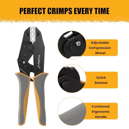 Mulwark Wire Crimping Tool for Heat Shrink, Wire Crimper AWG 10-22 | Professional Wire Crimpers-Crimping Pliers for Automotive, Marine & DIY Electrical Projects - Thumbnail 4