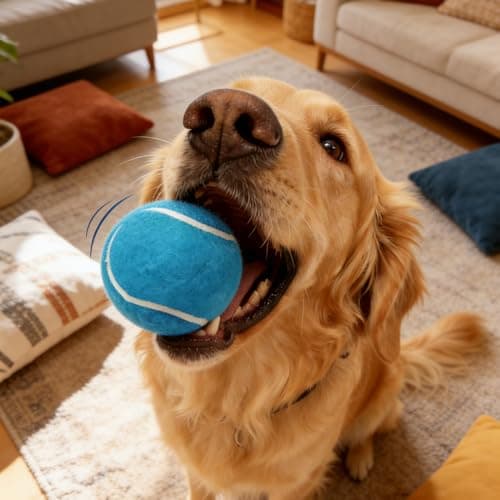 AQPU 3-Pack Tennis Ball Dog Toys with Squeaker, Interactive Fetch Play for Pets 40 lbs and Over ，Training Balls for Indoor & Outdoor Exercise, 3.28-inch (Bule, 12PCS)