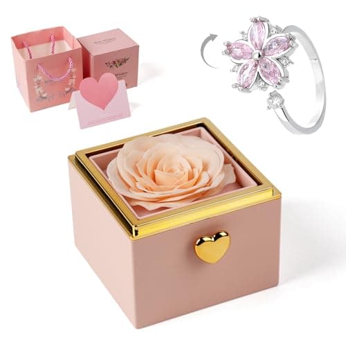 mountova Valentine’s Day Gift for Her Preserved Rose Surprise Box with Heart Necklace, Luxury Flip Jewelry Box, Romantic Gift for Girlfriend or Wife, Anniversary & Proposal (pink) - Image 1