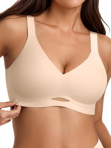 Cuteio Jelly Unlined Bras for Women - Non Padded Seamless Wireless Comfortable Bra No Underwire Supportive Tshirt Everyday Bralette No Padding Nude M - Image 1