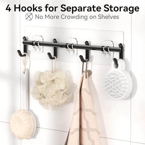 YASONIC Shower Caddy Adhesive, 100% Rustproof Shower Organizer with Soap Holder, Large Capacity Shower Shelves for Inside Shower, No Drilling Bathroom Organizers and Storage for Home Decor 6 Pack - Thumbnail 5