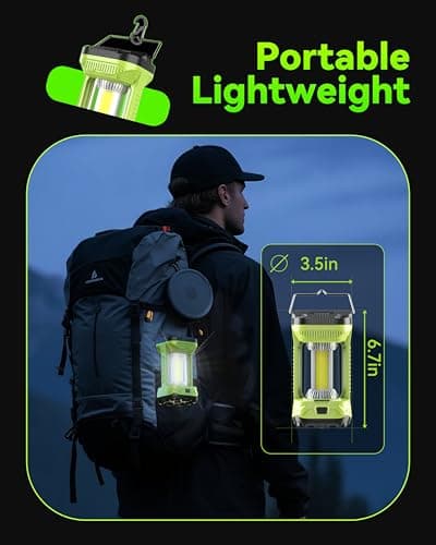AlpsWolf Camping Lantern Rechargeable, 4000mAh LED Lantern for Power Outages Super Bright Portable Camping Light Emergency Lantern Camping Lamp Green, 1 Pack - Thumbnail 6