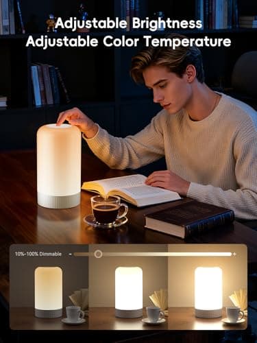RGBICWW Smart Table Lamp, Touch Bedside Lamp with App Control, LED Desk Lamp with Music Sync, 30+ Scenes & 16M Colors, Color Changing Lamp for Bedroom Living Room Gaming Dimmable Night Light, White - Thumbnail 6