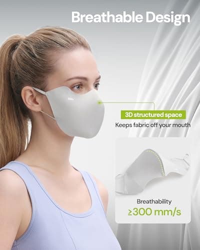 BENEUNDER Cooling Face Cover for Women UV Sun Protection UPF 50+ Breathable 3D Structured Summer Outdoor Activities Gray - Thumbnail 5