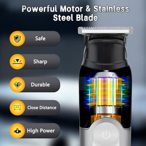 SUNNOW Electric 5-in-1 Body Hair Trimmer - Groin Trimmer for Men -Beard Trimmer for Men - Wet/Dry Shaver Groomer, Waterproof with LED Light, Gifts for Husband Father - Thumbnail 6