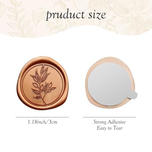Pilloze 50 Pcs Orange Wax Seal Stickers Self- Adhesive Wedding Invitation Seal Stickers, Perfect for Wedding Invitation, Envelopes, Christmas Cards, Seating Chart, Good Adhesion and Easy to Use - Thumbnail 2