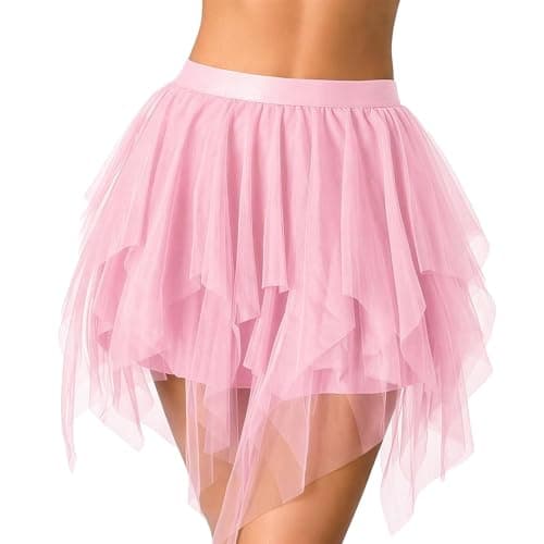 Avidlove Skirts for Women Sexy Sheer Mesh Tutu Skirt Ballet Skirt with Lining Elastic Waist for Beach Summer Party Pink XX-Large - Image 1