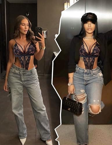 Avidlove Mothers Day Gifts for Wife Sexy lingerie Lace Bodysuit Underwear (Black X-Large) - Thumbnail 3