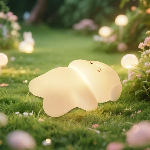 loatme Night Light for Kids, Rechargeable Dimmable Silicone LED Nightlight with 7 Colors, Baby Nursery Night Lamp, Touch Squishy Lamp, Cute Gifts for Girls, Boys, Toddler Room Decor, Lying Dog