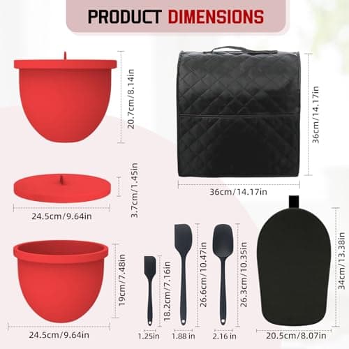 Silicone Bowl Liners for KitchenAid 5 Quart Tilt-Head Mixer,Set of 2 with Lids,Accessories include Mixer Slider Mat,Stand Mixer Dust-proof Cover,Silicone Spatula Set - Thumbnail 4