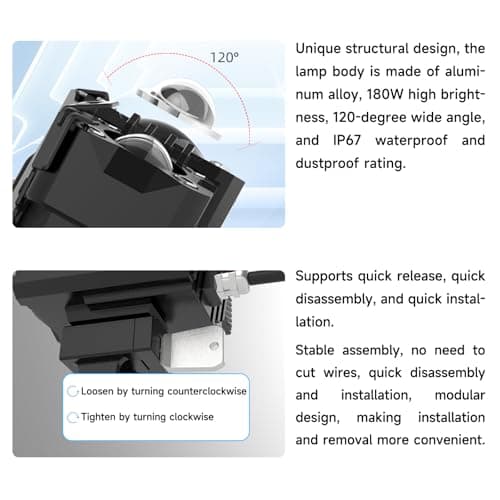 AlienRider M901 Smart Motorcycle Spotlight, 180W Cornering Light, Built-in Six-Axis Gyroscope, 120° Wide Angle, Automatic Brightness Adjustment for High/Low Beam, IP67 Waterproof and Dustproof. - Thumbnail 4