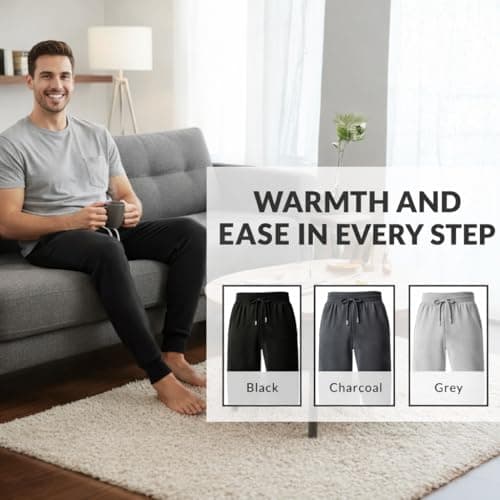BROOKLYN'S BEST 3-Pack Men Jogger Pants - Sweatpants for Men with Pockets, Elastic Waistband, Cuffed Ankles, Active Fleece Athletic and Workout Pants - Black/Heather Charcoal/Heather Grey, Small - Thumbnail 5
