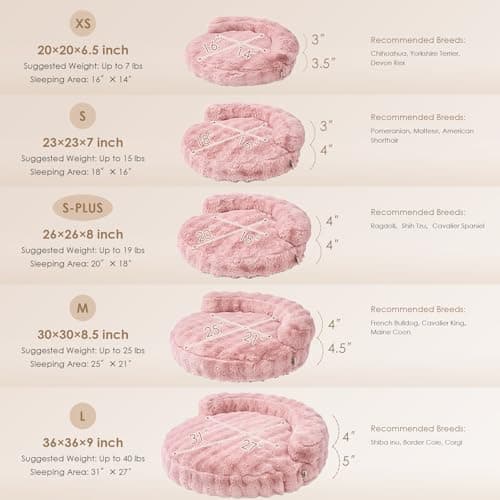 EHEYCIGA Soft Cat Couch Bed for Indoor Cats, Fluffy Small Dog Bed with Removable Washable Cover, Bolster Pet Sofa, Waterproof and Non-Slip, 26" x 26"x 8", Pink - Thumbnail 2