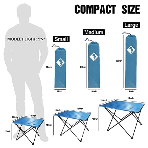 VILLEY Portable Camping Side Table, Ultralight Aluminum Folding Beach Table with Carry Bag for Outdoor Cooking, Picnic, Camp, Boat, Travel - Thumbnail 3