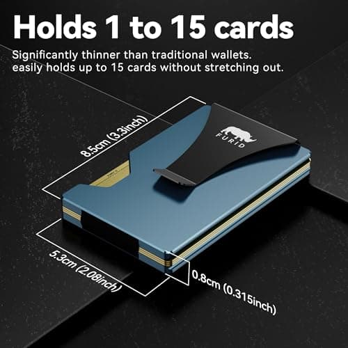 furid Minimalist Card Wallet for Men Slim: Rfid Metal Wallet with Money Clip Credit Card Holder - Gift for Man Husband at Brithday Stocking Stuffers - Thumbnail 5