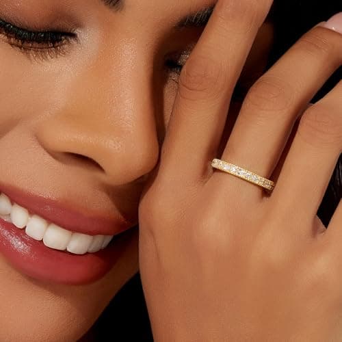 Cicy Bell Silver 18K Plated Gold Rings for Men Women Couple Wedding Rings - Thumbnail 3