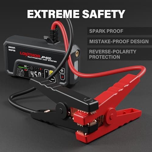 LOKITHOR JP400 Jump Starter with Air Compressor, 2500A 12V Car Battery Jumper Starter Portable (8.5L Gas/6.5L Diesel) Jump Box for Car Battery with ConnectMax, 150PSI Tire Inflator, Jumper Cables - Thumbnail 5