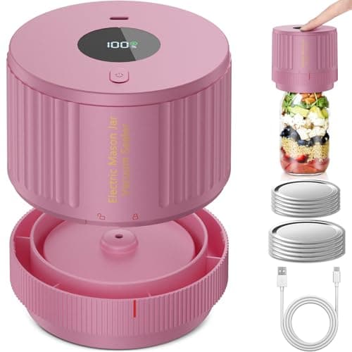 LOVE MOMENT Electric Mason Jar Vacuum Sealer Kit for Wide Mouth and Regular Mouth Mason Jar - Pink - Image 1