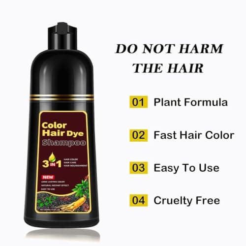 Golden Brown Hair Dye Shampoo 3 in 1, Instant Root Touch Up for All Hair Types & Full Hair Color, Lasts Up to 30 Days, Natural-Looking Color for Women & Men Champu Para Canas Easy Application - Thumbnail 5