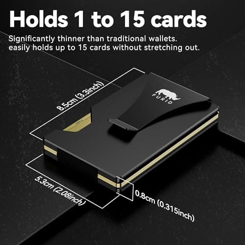 furid Minimalist Card Wallet for Men Slim: Rfid Metal Wallet with Money Clip Credit Card Holder - Gift for Man Husband at Brithday Stocking Stuffers - Thumbnail 2