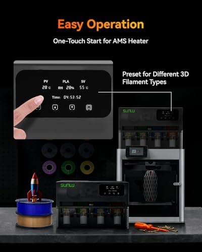 SUNLU AMS Heater, Compatible with Bambu Lab AMS Gen 1, Drying While Printing Filament Dryer, 70°C Efficient Heating, Simple Installation, Smart Humidity Control & 4-Spool Large Capacity - Thumbnail 4