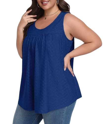 Lastshe Plus Size Sleeveless Tunic Tops for Women Summer Tops for Women Stretchy Sleeveless Tunic, Royal Blue, 3X - Image 1