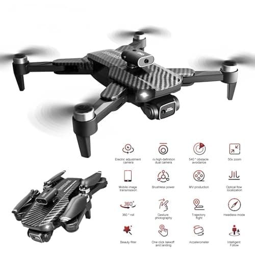 4K Dual-Camera Drone with GPS for Adults & Teens - Foldable RC Quadcopter with Auto Focus, 30 Mins Flight Time, Follow Me, Waypoint Flight, Headless Mode, 6-Axis Gyro, One-Key Emergency Stop - Black - Thumbnail 2
