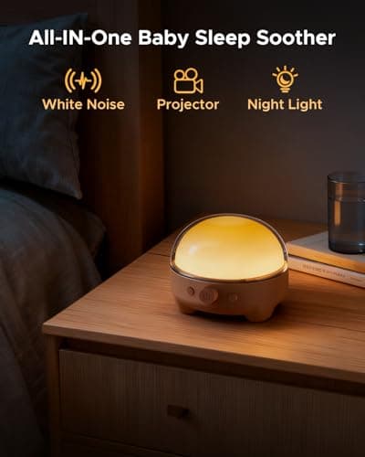 TeckyGem Baby Sound Machine & Night Light for Nursery | 3-In-1 White Noise Sound Machine, Dimmable Nursery Lamp & Projector | 20 Soothing Sounds, Baby Sleep Aid, Gift for Kids, Bedtime & Breastfeeding - Thumbnail 2