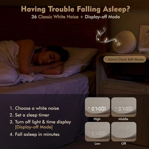 Tap-to-Snooze Sunrise Alarm Clock with Sound Machine, 36 Sounds White Noise Machine for Sleeping Adults, Gradual Sunrise Clock with Bluetooth Speaker & Remote Control, 15-Color Night Light丨Putty - Thumbnail 2