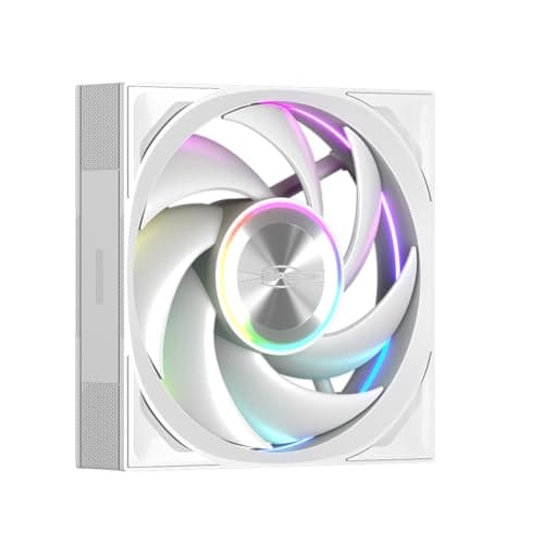 PCCOOLER 120mm PWM Case Fan, Dual Halo Lighting, Wireless Connection Design, Dual Ball Bearing, High Static Pressure, 5V 3-Pin Sync, Single Fan (F7 X120 ARGB White)