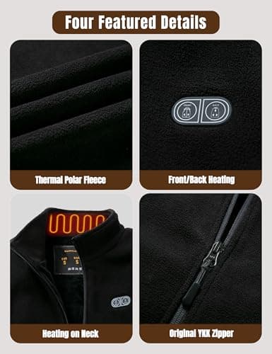 ELTENA Professional Women's Heated Vest with 20000mAh Battery equipped with Flashlights (US, Alpha, Small, Regular, Regular, Black Fleece Vest) - Thumbnail 2