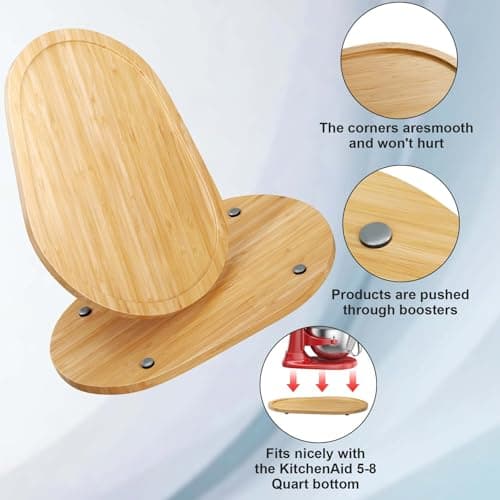 GuanQiao Food-Grade Bamboo Mixer Slider: For KitchenAid 5-8 Qt Bowl Lift Stand Mixer. Appliance Sliding Mat For Artisan, Kitchen Countertop Storage Accessories (Moving Tray) - Thumbnail 3