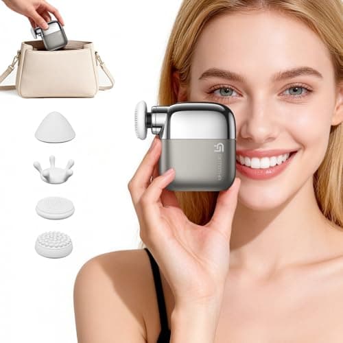 GIATATHA Mini Massage Gun, 0.4lb Ultra-Lightweight Pocket Sized Deep Tissue Percussion Muscle Massager, Portable Handheld Massage Gun for Travel, Gym, Office, 4 Modes, 4 Heads, Grey - Image 1