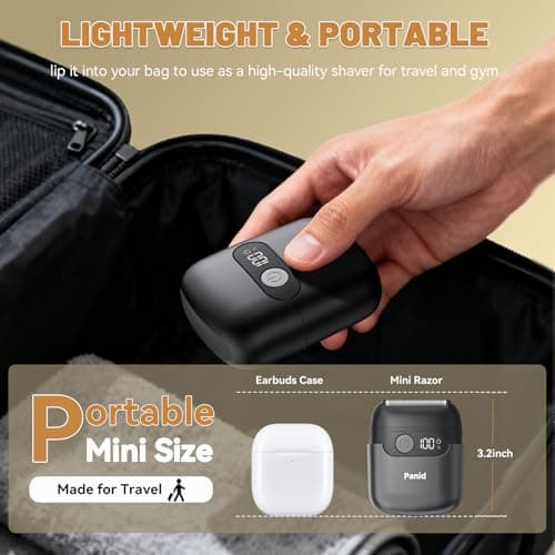 Electric Foil Shavers for Men, Upgraded Mini Electric Razor with 3 Floating Blades, LED Display, USB-C Fast Rechargeable, Portable Electric Shavers for Beard/Face - Thumbnail 5