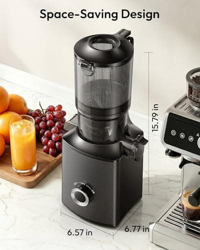 Cold Press Juicer, EUHOMY 5.8" Wide Feed Chute Juice Extractor Machine with 400W, High Juice Yield, Slow Masticating Juicer for Whole Vegetables & Fruits, Deep Silver - Thumbnail 6