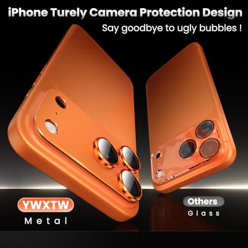YWXTW Designed for iPhone 17 Pro Max Camera Lens Protector, [1:1 Perfect Fit] Full Coverage Matte Metal Tempered Glass Camera Screen Cover Accessories, Case Friendly (Cosmic Orange, iPhone 17 Pro Max) - Thumbnail 2