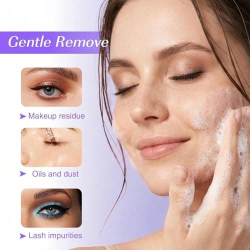 LZM Lash Shampoo Kit for Eyelash Extensions (2.02 fl oz), Lash Cleaner Foam and Lash Wash with Brush, Reusable & Spoolies, Gentle Eyelash Extension Cleanser for Professional and Daily Care - Thumbnail 4