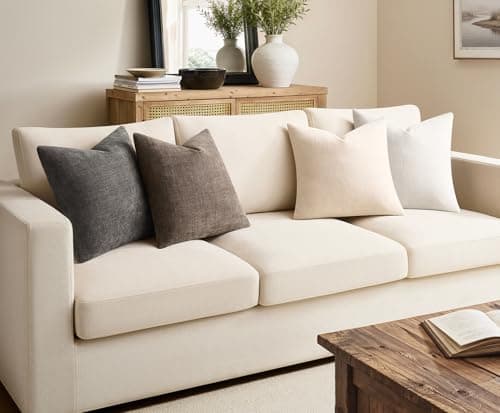 GriNeed Pack of 4 Throw Pillow Covers 18x18 Inch Chenille Textured Neutral Soft Pillow Covers Solid Decorative Farmhouse Cushion Covers Home Boho Decor for Couch Sofa Bed Living Room - Thumbnail 5