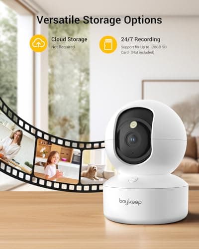 BoyKeep 2K Pet Camera, Indoor Security Camera, 5G/2.4GHz WiFi Cameras for Baby Dog with Phone App, 360° Pan & Tilt, 2-Way Audio, Color Night Vision, New Version w/Cloud Storage (White-2 Pack) - Thumbnail 6