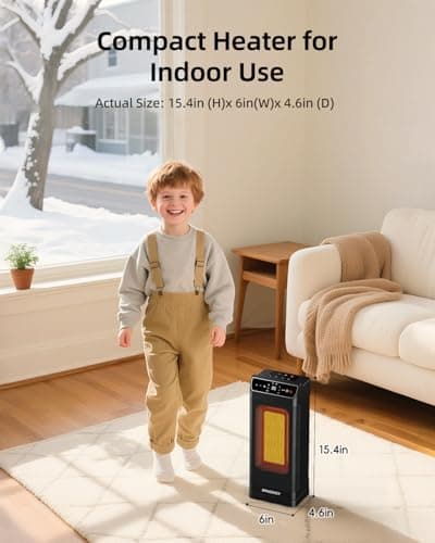 Space Heater, Electric Heaters for Indoor Use with Thermostat, Remote, 1-12H Timer, 70°Oscillation and Overheat Protection, 1500W PTC Ceramic Fast Safety Heat, Portable Heater for Office (Black) - Thumbnail 2