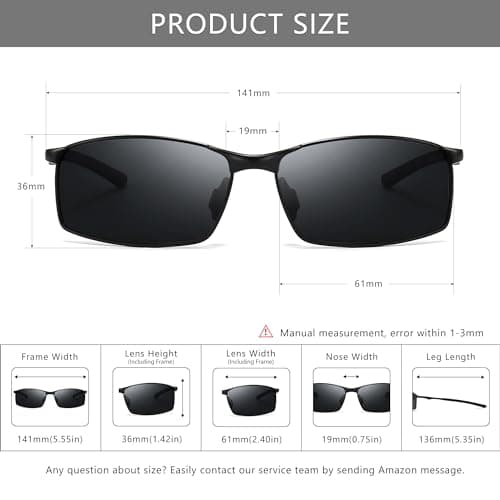 SUNGAIT Ultra Lightweight Polarized Sunglasses Men Rectangular Metal Frame with Spring Hinge SGT559-HH - Thumbnail 5