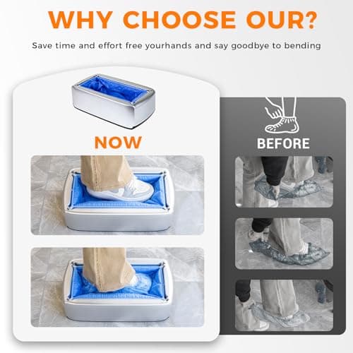 VMYTH Automatic Shoe Cover Dispenser,100 High-Quality Non-Woven Fabric Shoe Covers,Shoe Covers Disposable Dispenser,No Electricity Needed Shoe Cover Machine for House/Office/Lab,Fits Most Shoe Sizes - Thumbnail 3