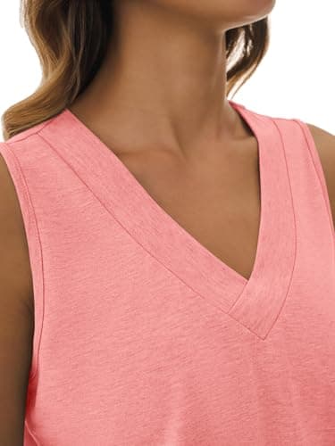 GKBK Tank Tops for Women Loose Fit Sleeveless Tops Tunic Tops Flowy Tank Shirt V Neck T Shirts Casual Summer Spring Beach Vacation Outfits Coral XL - Thumbnail 6