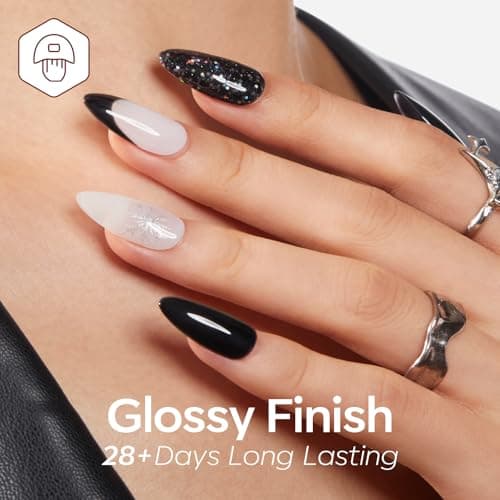 modelones Gel Nail Polish 6 Colors Black White Silver Gray Cat Eye Glitter Shimmer Magnetic Hema& TPO Free Gel Polish Kit Soak Off UV LED DIY Winter Nail Art Manicure Salon Home Gifts for Women Girls - Thumbnail 5
