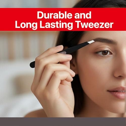 SEKI EDGE SS-518 Amazing Tweezer - Slant Tip with Tension Stopper - Stainless Steel -Black- Crafted with Patented Spring Technology for Precision and Flawless Eyebrow and Hair Removal - Made in Japan - Thumbnail 3