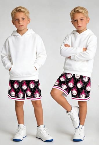Cozople Boys Baseball Shorts Size 8 Kids Athletic Shorts Black Quick Dry Durable Active Shorts for Playing Basketball - Thumbnail 2
