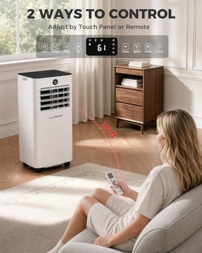 HAUSHOF Portable Air Conditioner, 10000 BTU Portable AC Unit with Cool, Fan, Dry & Sleep Mode for Rooms up to 450 sq.ft, Remote Control, 24H Timer, Window Kit & Exhaust Hose Sleeve Included, White - Thumbnail 6