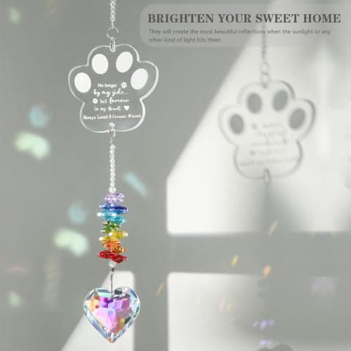 Dog Memorial Gifts, K9 Dog Memorial Crystal Suncatcher, Pet Loss Gift, Pet Sympathy Remembrance Bereavement Gifts (Color-Pet Paw) - Thumbnail 2