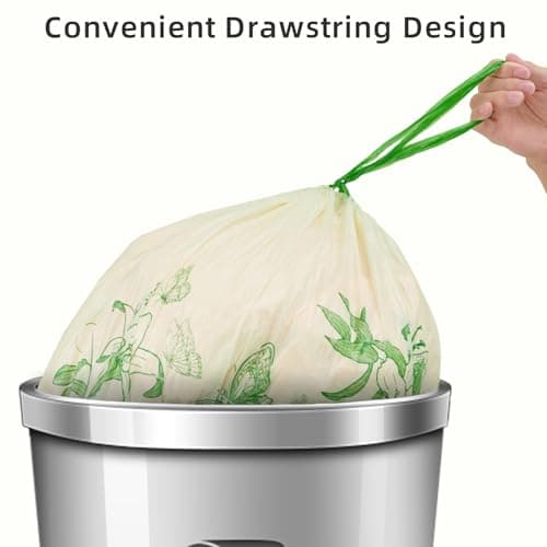 Trash Bags 13 Gallon with Drawstring & Lily Printed, Leakproof and Odor Control Garbage Bags 13 Gallon Tall Kitchen, Tear-Resistant Kitchen Trash Bags for Home, Portable Garbage Bags, 50 Count - Thumbnail 2