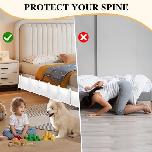 11.8" H x 248" L in Total Under Bed Blocker for Pets, Adjustable Length Bed Blockers for Under Bed, Under Beds Blocker Stops Pets Sneaking Under, Fits Queen, King Bed Three Sides, White - Thumbnail 6